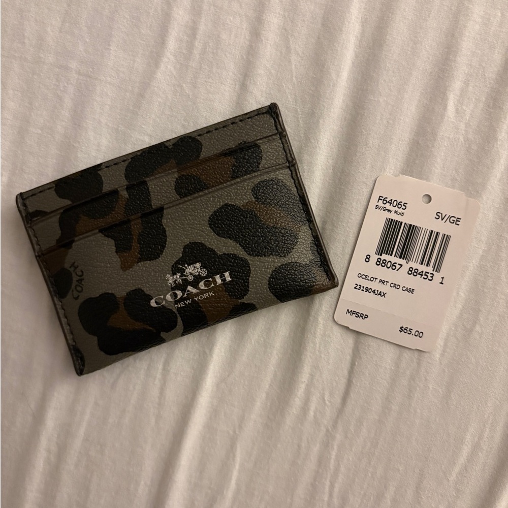 Coach Card Holder in Black and Brown
